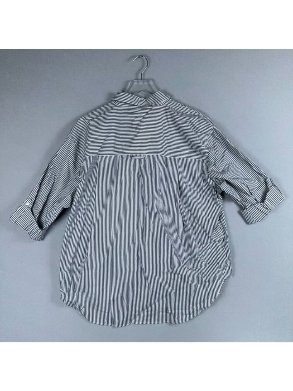 Gloria Vanderbilt Button-Down Shirt Size Large Black White 100% Cotton Striped - Picture 6 of 15